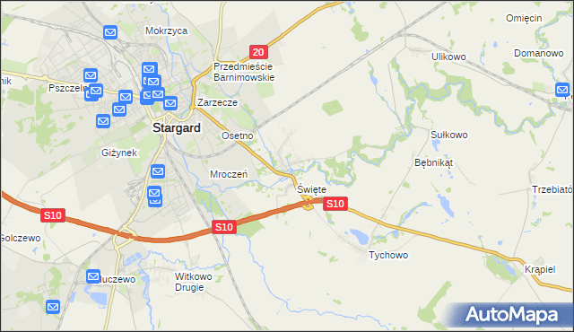mapa Strachocin gmina Stargard, Strachocin gmina Stargard na mapie Targeo