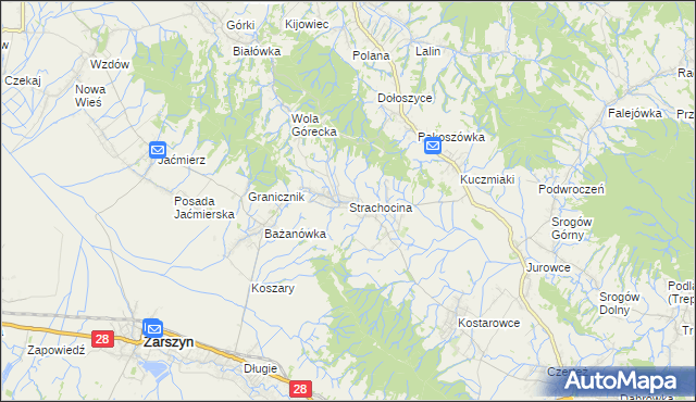 mapa Strachocina, Strachocina na mapie Targeo