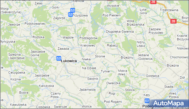 mapa Stronie gmina Łukowica, Stronie gmina Łukowica na mapie Targeo