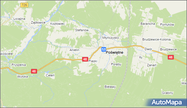 mapa Studzianna gmina Poświętne, Studzianna gmina Poświętne na mapie Targeo