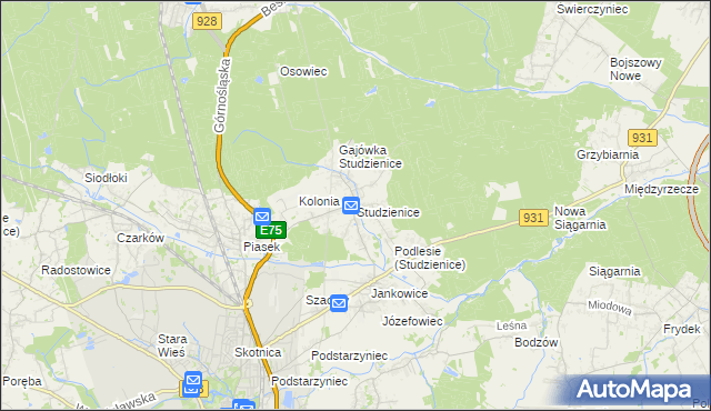 mapa Studzienice gmina Pszczyna, Studzienice gmina Pszczyna na mapie Targeo