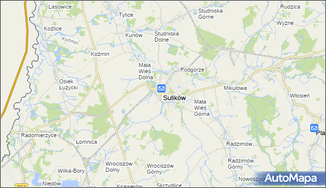 mapa Sulików powiat zgorzelecki, Sulików powiat zgorzelecki na mapie Targeo