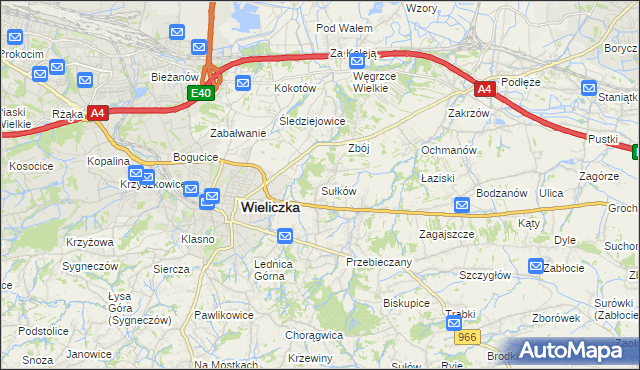 mapa Sułków gmina Wieliczka, Sułków gmina Wieliczka na mapie Targeo