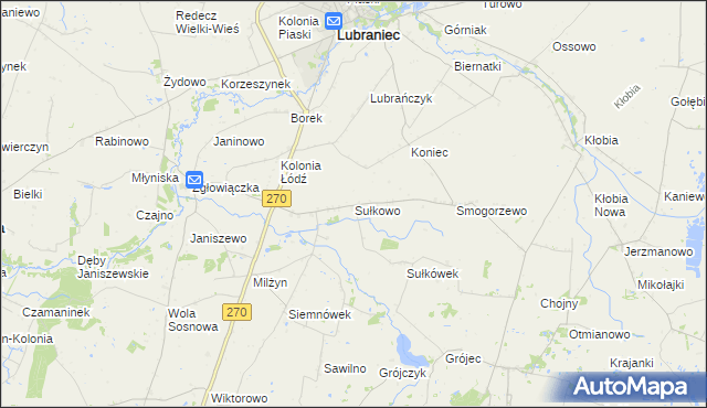 mapa Sułkowo gmina Lubraniec, Sułkowo gmina Lubraniec na mapie Targeo