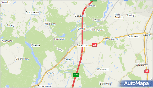 mapa Swarożyn, Swarożyn na mapie Targeo