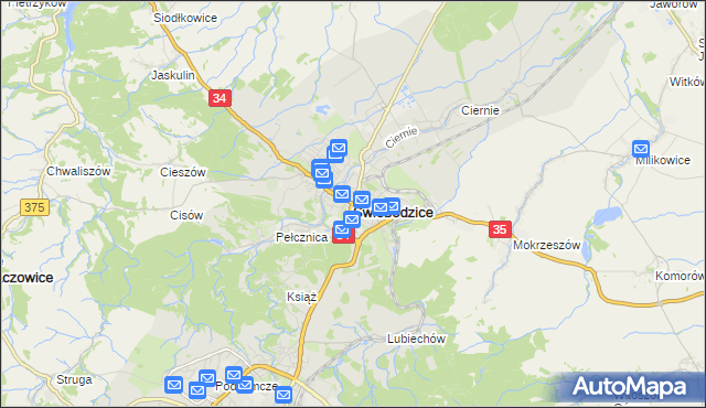 mapa Świebodzice, Świebodzice na mapie Targeo