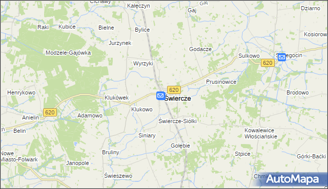 mapa Świercze powiat pułtuski, Świercze powiat pułtuski na mapie Targeo