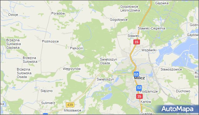 mapa Świętoszyn Osada, Świętoszyn Osada na mapie Targeo