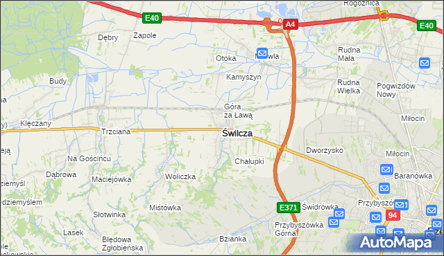 mapa Świlcza, Świlcza na mapie Targeo