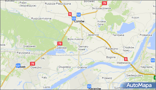 mapa Świniary Nowe, Świniary Nowe na mapie Targeo