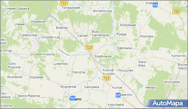 mapa Szadkowice gmina Sławno, Szadkowice gmina Sławno na mapie Targeo