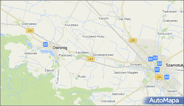 mapa Szczepankowo gmina Ostroróg, Szczepankowo gmina Ostroróg na mapie Targeo