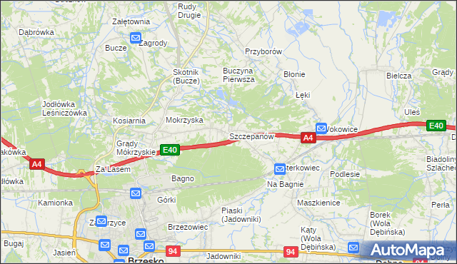 mapa Szczepanów gmina Brzesko, Szczepanów gmina Brzesko na mapie Targeo