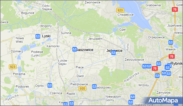 mapa Szczerbice, Szczerbice na mapie Targeo