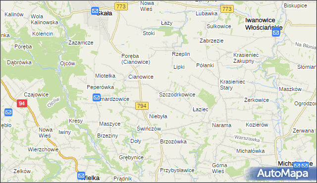 mapa Szczodrkowice, Szczodrkowice na mapie Targeo