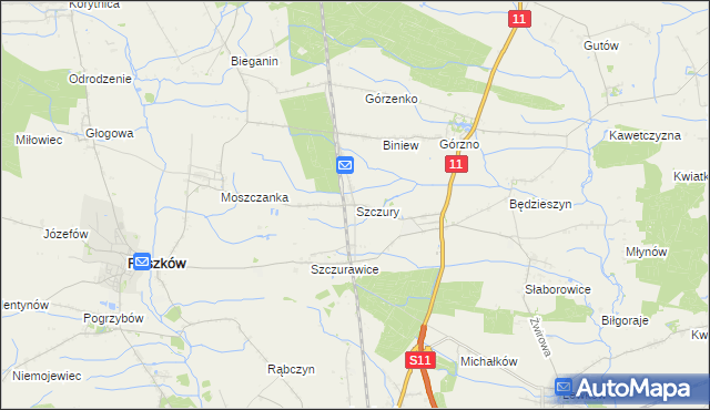 mapa Szczury, Szczury na mapie Targeo