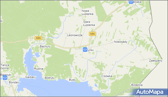 mapa Szymki gmina Michałowo, Szymki gmina Michałowo na mapie Targeo