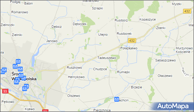mapa Tadeuszewo, Tadeuszewo na mapie Targeo