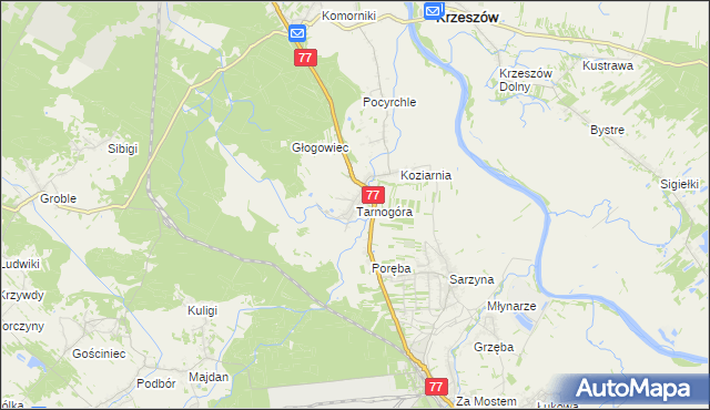 mapa Tarnogóra gmina Nowa Sarzyna, Tarnogóra gmina Nowa Sarzyna na mapie Targeo