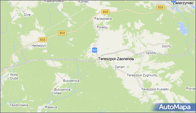 mapa Tereszpol-Zaorenda, Tereszpol-Zaorenda na mapie Targeo