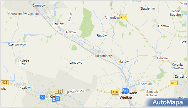 mapa Tłustomosty, Tłustomosty na mapie Targeo