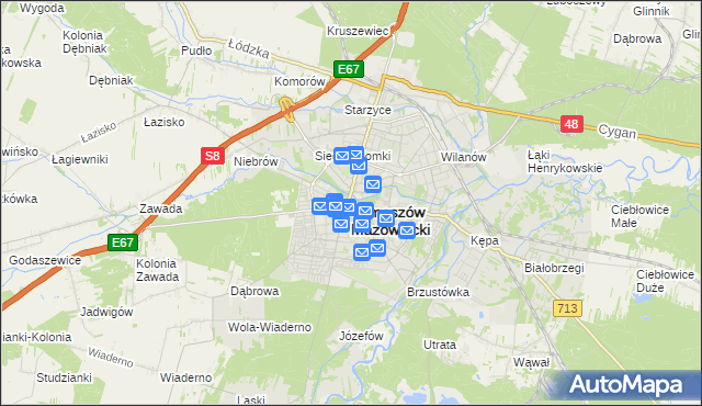 mapa Tomaszów Mazowiecki, Tomaszów Mazowiecki na mapie Targeo