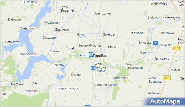 mapa Topólka powiat radziejowski, Topólka powiat radziejowski na mapie Targeo