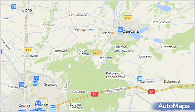 mapa Trzebania, Trzebania na mapie Targeo