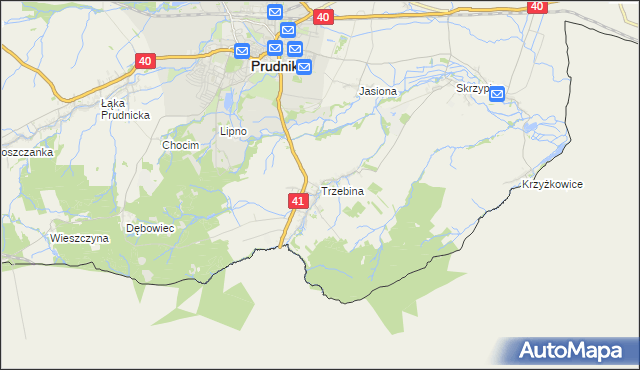 mapa Trzebina gmina Lubrza, Trzebina gmina Lubrza na mapie Targeo