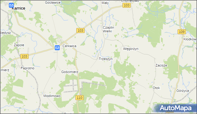 mapa Trzeszyn, Trzeszyn na mapie Targeo