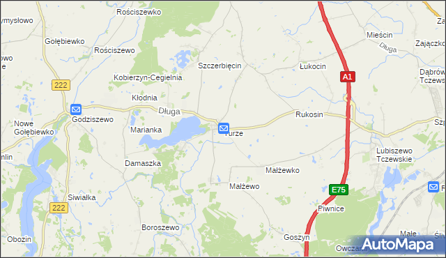 mapa Turze gmina Tczew, Turze gmina Tczew na mapie Targeo