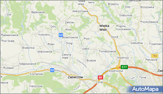 mapa Ujazd gmina Zabierzów, Ujazd gmina Zabierzów na mapie Targeo