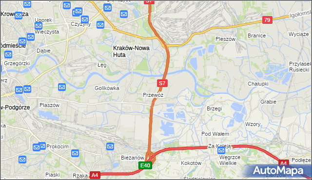 mapa Ulica gmina Kraków, Ulica gmina Kraków na mapie Targeo