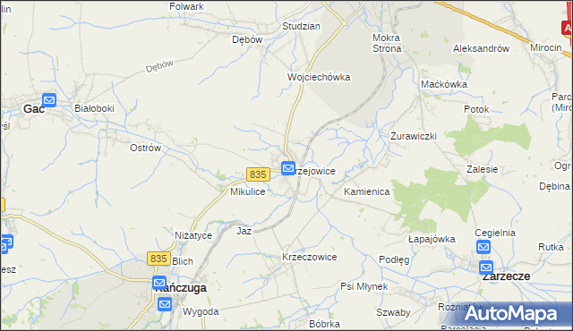 mapa Urzejowice, Urzejowice na mapie Targeo