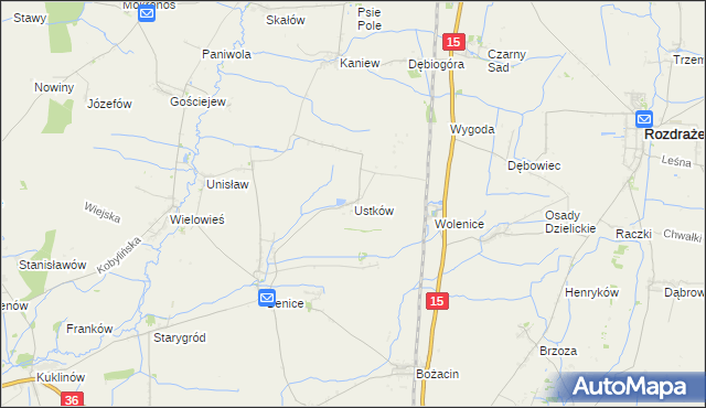 mapa Ustków gmina Krotoszyn, Ustków gmina Krotoszyn na mapie Targeo