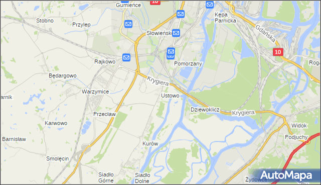 mapa Ustowo, Ustowo na mapie Targeo