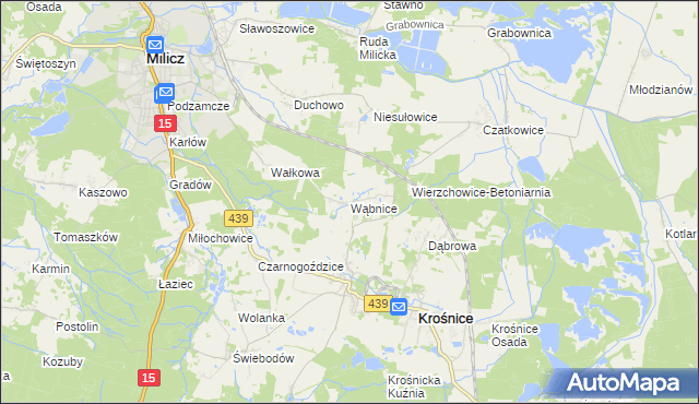 mapa Wąbnice, Wąbnice na mapie Targeo