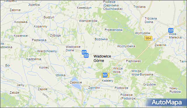 mapa Wadowice Górne, Wadowice Górne na mapie Targeo