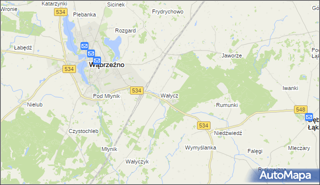 mapa Wałycz, Wałycz na mapie Targeo