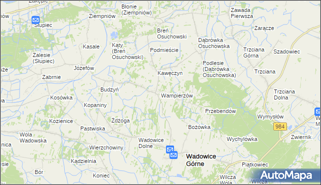 mapa Wampierzów, Wampierzów na mapie Targeo