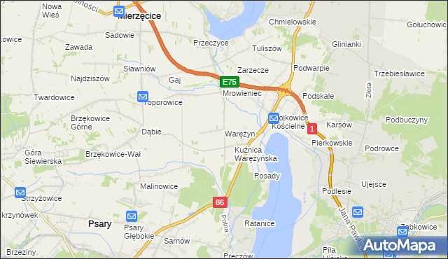 mapa Warężyn, Warężyn na mapie Targeo