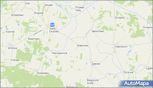 mapa Wawrowo, Wawrowo na mapie Targeo