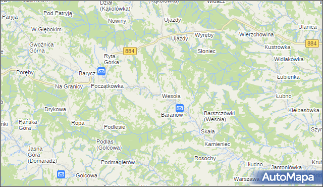 mapa Wesoła gmina Nozdrzec, Wesoła gmina Nozdrzec na mapie Targeo