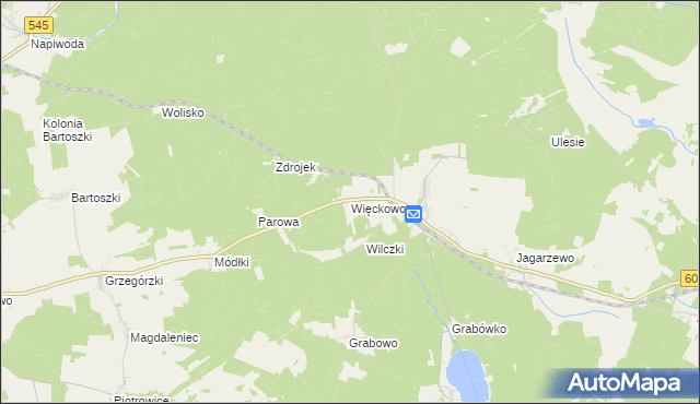 mapa Więckowo, Więckowo na mapie Targeo