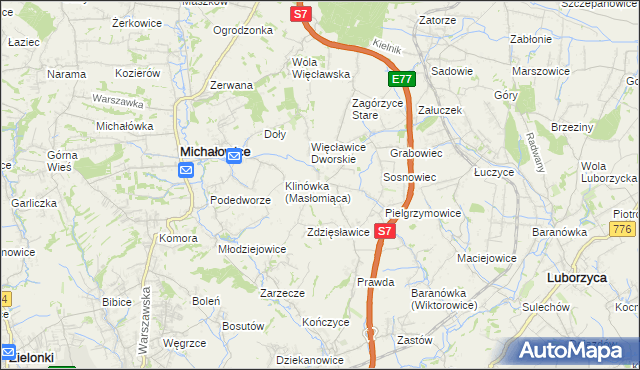 mapa Więcławice Stare, Więcławice Stare na mapie Targeo