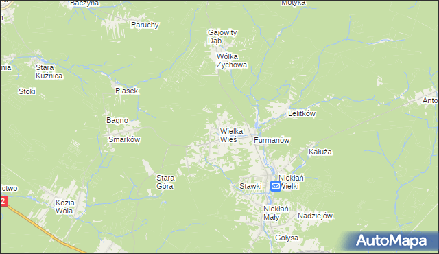 mapa Wielka Wieś gmina Stąporków, Wielka Wieś gmina Stąporków na mapie Targeo