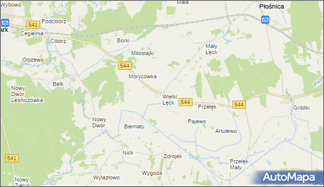 mapa Wielki Łęck, Wielki Łęck na mapie Targeo