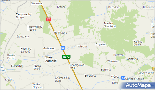 mapa Wierzba gmina Stary Zamość, Wierzba gmina Stary Zamość na mapie Targeo