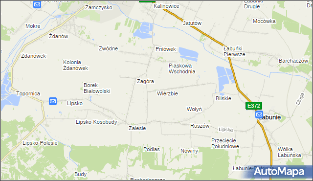 mapa Wierzbie gmina Łabunie, Wierzbie gmina Łabunie na mapie Targeo