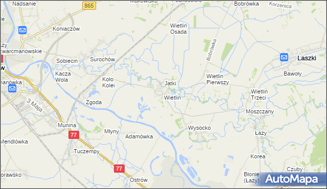 mapa Wietlin, Wietlin na mapie Targeo